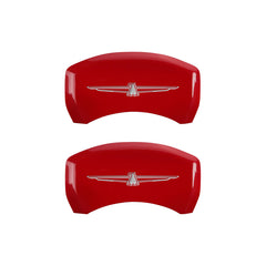 MGP 4 Caliper Covers Engrvd Front No bolts/Tbird Engrvd Rear/Tbird Emblem Red fnsh slvr ch
