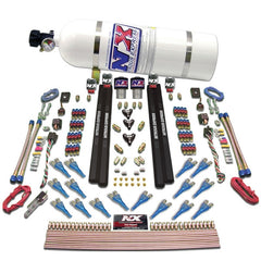 Nitrous Express Shark Dual Stage/Gas/Rails 16 Nozzles Nitrous Kit (200-1200HP) w/15lb Bottle