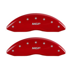 MGP Front set 2 Caliper Covers Engraved Front MGP Red finish silver ch
