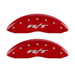 MGP 4 Caliper Covers Engraved Front & Rear RT1-Truck Red finish silver ch