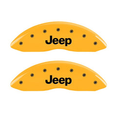 MGP Front set 2 Caliper Covers Engraved Front JEEP Yellow finish black ch