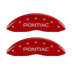 MGP 4 Caliper Covers Engraved Front & Rear Pontiac Red Finish Silver Char 2008 Pontiac G8