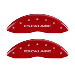 MGP 4 Caliper Covers Engraved Front Escalade Engraved Rear ESV Red finish silver ch
