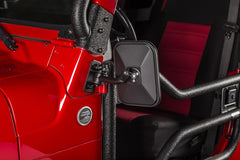 Rugged Ridge 97-18 Jeep Wrangler Textured Black Rectangluar Stubby Trail Mirror