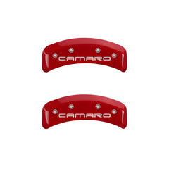 MGP 4 Caliper Covers Engraved Front & Rear Gen 4/Camaro Red finish silver ch